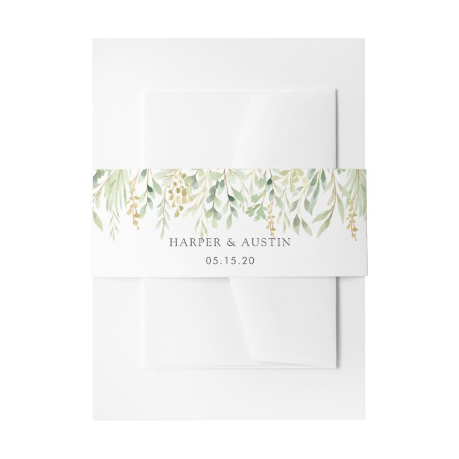 Botanische Hochzeit in Grünblättern Einladungsbanderole (Vorderseite Beispiel)