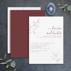 Botanische Hochzeit in modernen Burgund Einladung