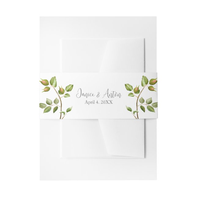 Botanische Hochzeit in Rosa Einladungsbanderole (Vorderseite Beispiel)