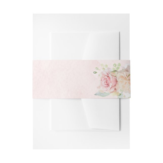 Botanische Hochzeit in Rosa Einladungsbanderole (Vorderseite Beispiel)