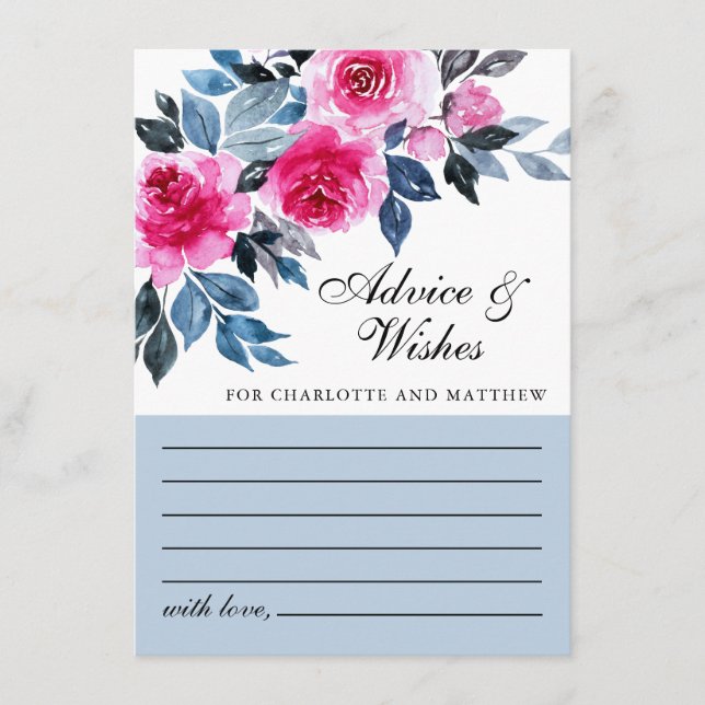 Botanische Hochzeit in Rosa Floral Hinweiskarte (Vorderseite)