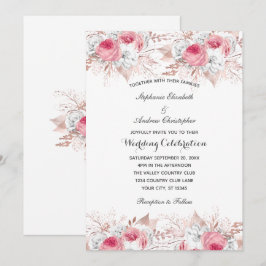 Botanische Hochzeit in Rosa Rose Gold Einladung