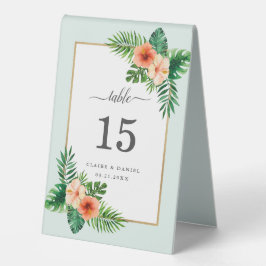 Botanische Hochzeit in tropischer Wasserfarbe Tischaufsteller