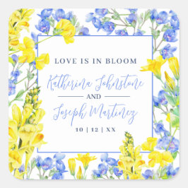 Botanische Hochzeit in Wildblume Quadratischer Aufkleber