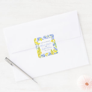 Botanische Hochzeit in Wildblume Quadratischer Aufkleber