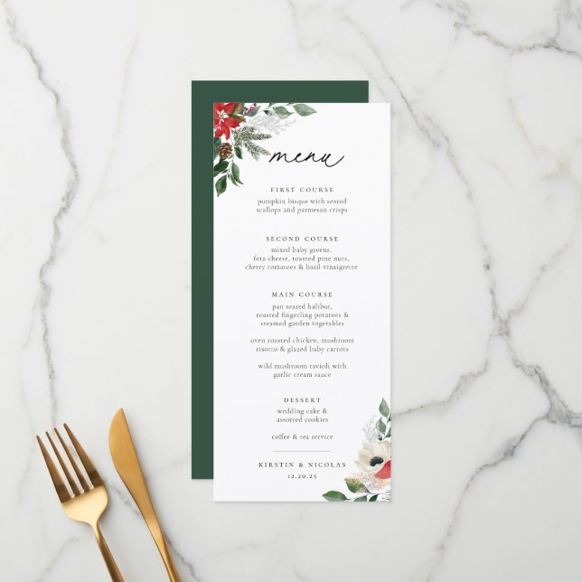 Botanische Hochzeit Menükarte (Vorderseite/Rückseite Beispiel)