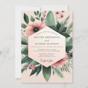 Botanische Hochzeit mit Blush-Anemone Einladung
