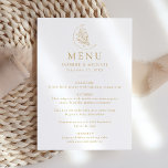 Botanische Hochzeit mit dem Moon und den Sternen Menükarte<br><div class="desc">Dieses Hochzeitsmenü wurde für die Abstimmung mit unserer Hochzeitskollektion Eleganter Botanischer Mond und Sterne konzipiert und bietet eine Kunstdarstellung eines Mondes,  der mit Sternen verziert ist,  sowie ein Set aus Blattwerk vor weißem Hintergrund. Persönlich gestalten Sie das Goldmondmenü mit Ihren Namen,  dem Hochzeitstag und den kuratierten Menüangeboten.</div>
