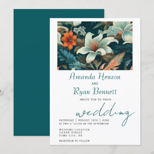 Botanische Hochzeit mit eleganten tropischen Pflan Einladung