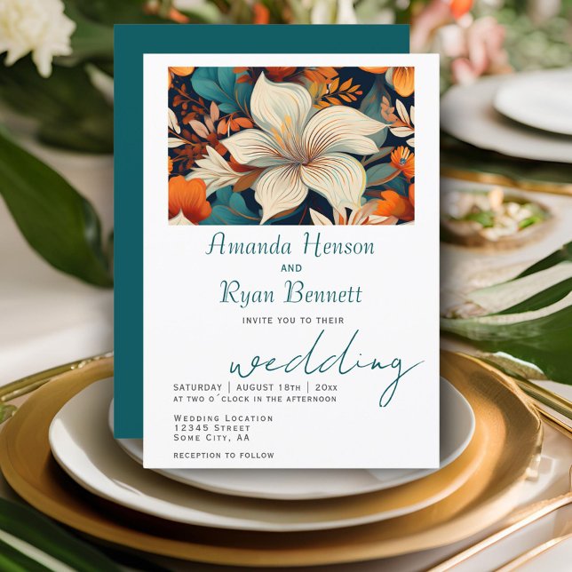 Botanische Hochzeit mit eleganten tropischen Pflan Einladung (Von Creator hochgeladen)