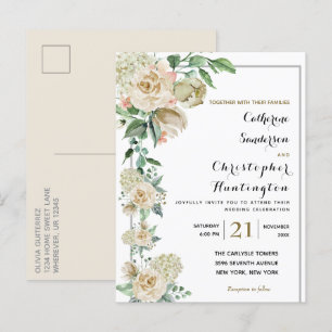 Botanische Hochzeit mit eleganten Wasserfarben Einladungspostkarte