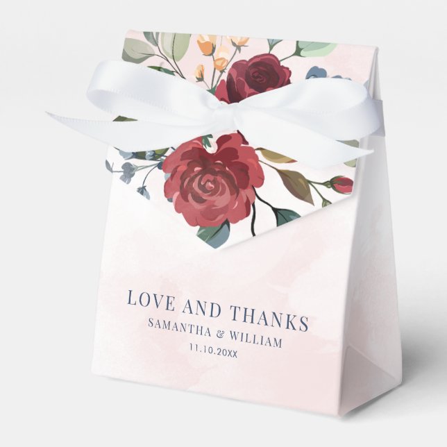 Botanische Hochzeit mit floraler Burgundy Greenery Geschenkschachtel (Vorderseite)