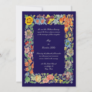Botanische Hochzeit mit floraler Mehrfarbiger Kuns Einladung