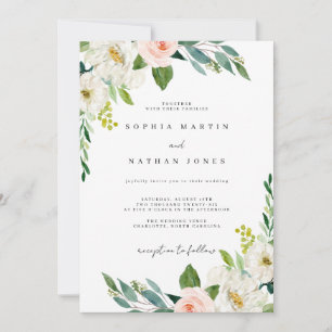 Botanische Hochzeit mit grüner Wasserfarbe Einladung