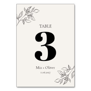 Botanische Hochzeit mit Minimalistischem Schwarz u Tischnummer