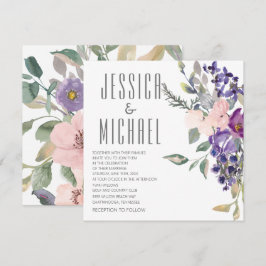 Botanische Hochzeit mit rosa Lila Flora Einladung