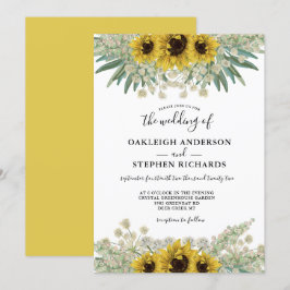 Botanische Hochzeit mit rustikaler Sonnenblume Einladung