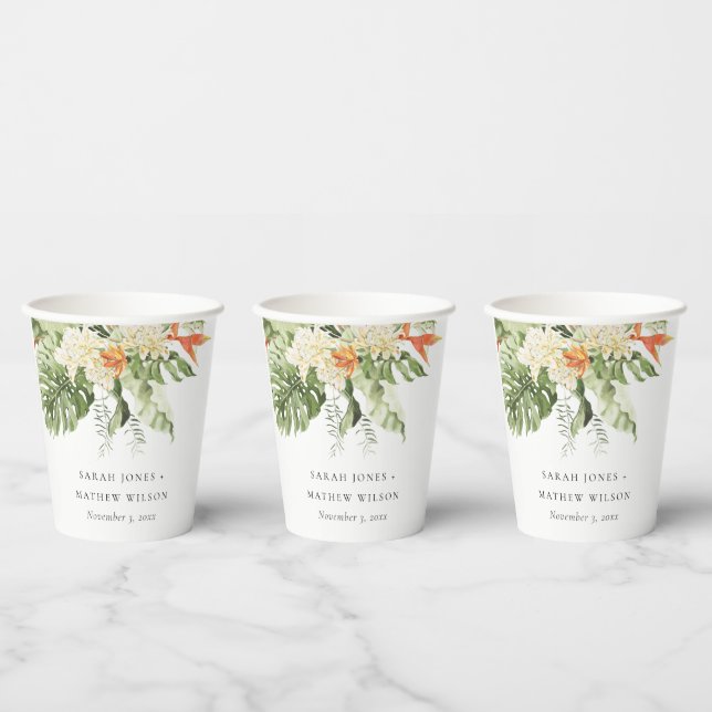 Botanische Hochzeit mit tropischer Orangenblüte Pappbecher (Multi)