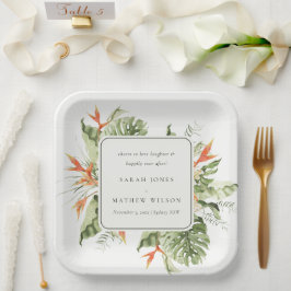 Botanische Hochzeit mit tropischer Orangenblüte Pappteller