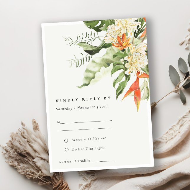 Botanische Hochzeit mit tropischer Orangenblüte RSVP Karte (Von Creator hochgeladen)
