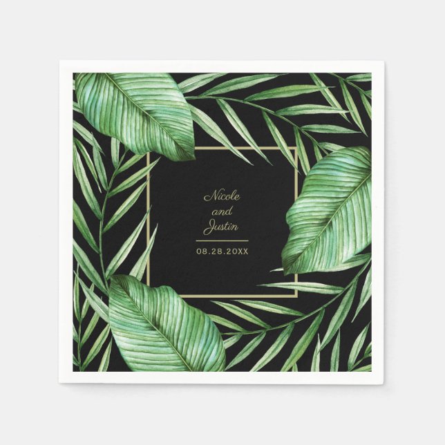 Botanische Hochzeit mit tropischer Vegetation Serviette (Vorderseite)