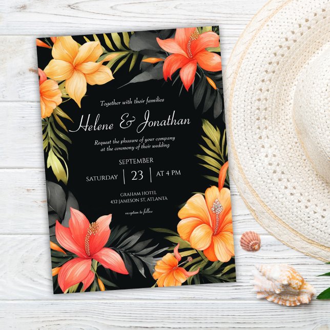 Botanische Hochzeit mit tropischer Wasserfarbe Einladung (Watercolor Floral Botanical Tropical Wedding Invitation)