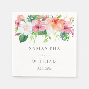 Botanische Hochzeit mit tropischer Wasserfarbe Serviette