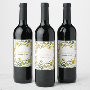 Botanische Hochzeit mit Vintagem Gelbwasser Weinetikett
