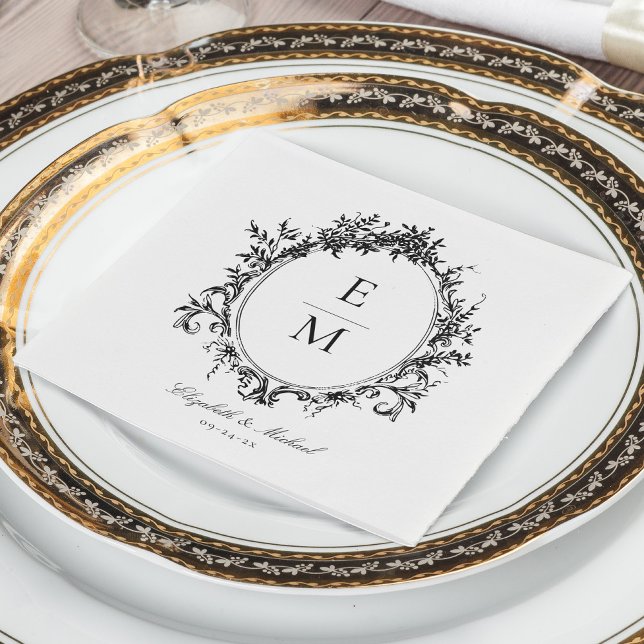 Botanische Hochzeit mit Vintagem Wappen Serviette (Von Creator hochgeladen)