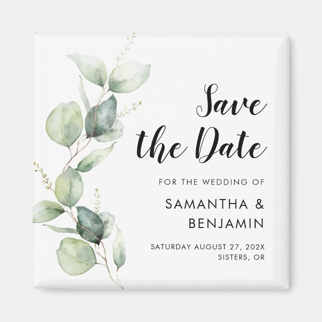 Botanische Hochzeit mit Wasserfarbe Datum speicher Magnet (Vorne)