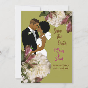 Botanische Hochzeit mit weißer Blüte Rette dem Dat Save The Date