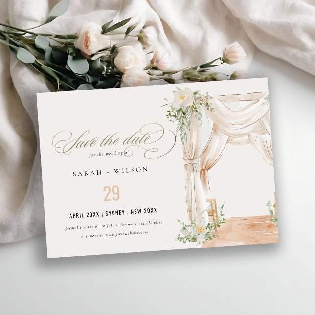Botanische Hochzeit mit weißer Blüte Save The Date (Von Creator hochgeladen)