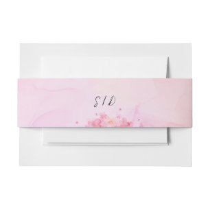 Botanische Hochzeit rosa orange Aquarell Einladungsbanderole