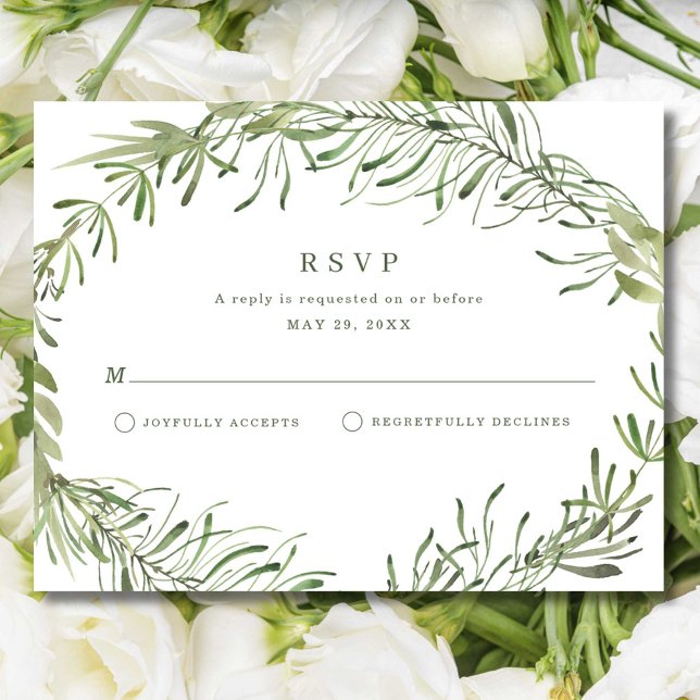 Botanische Hochzeit RSVP Karte (Elegant Botanical Greenery Wedding RSVP Card)