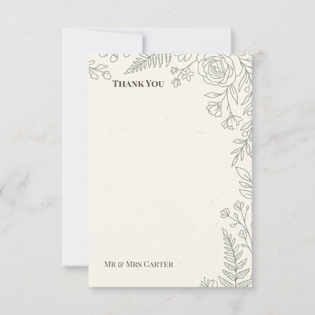 Botanische Hochzeit Sage Dankeskarte (Vorderseite)