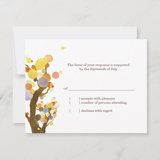 Botanische Hochzeit von Bäumen RSVP Karte (Vorderseite)