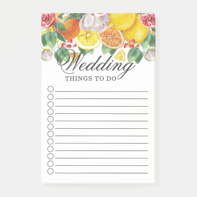 Botanische Hochzeit von Citrus Watercolor Post-it Klebezettel (Vorderseite)