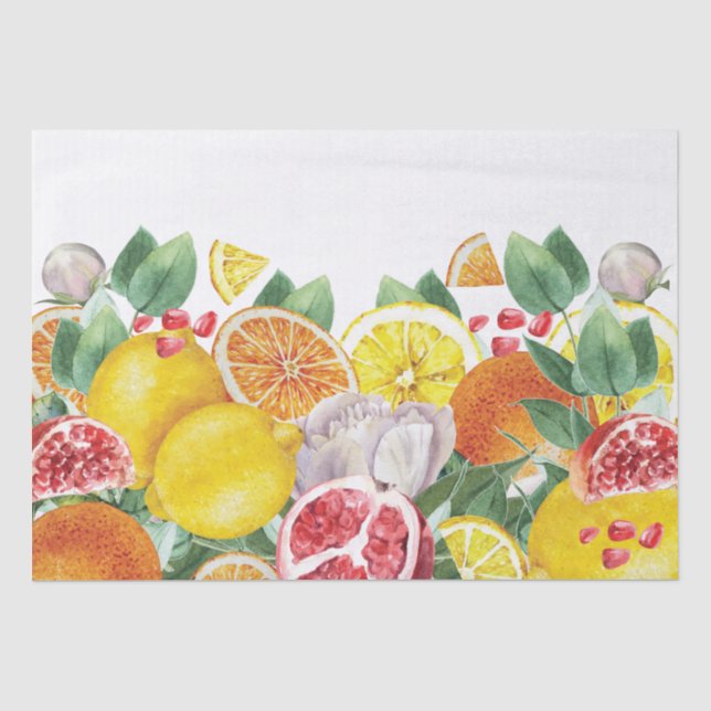Botanische Hochzeit von Citrus Watercolor Seidenpapier (Vorderseite)