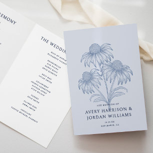 Botanische Hochzeit von Dusty Blue Coneflower Programm