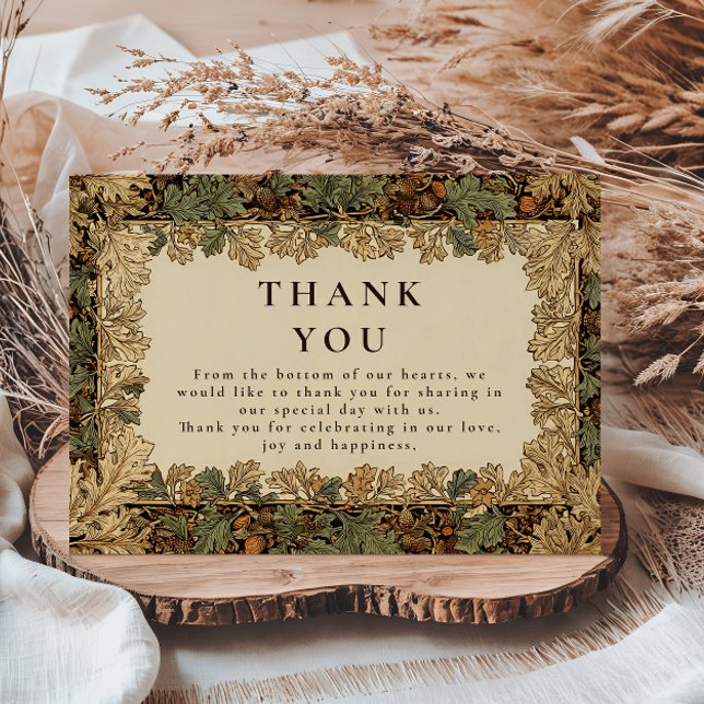 Botanische Hochzeit von Elegant Woodland Dankeskarte (Von Creator hochgeladen)