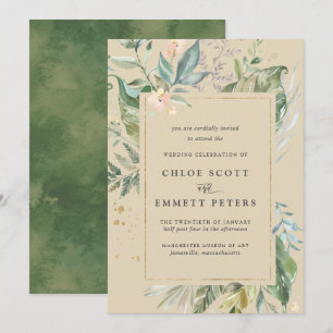 Botanische Hochzeit von Goldgrün Einladung