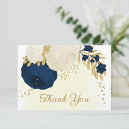 Botanische Hochzeit von Marinesoldaten und weißen  Dankeskarte