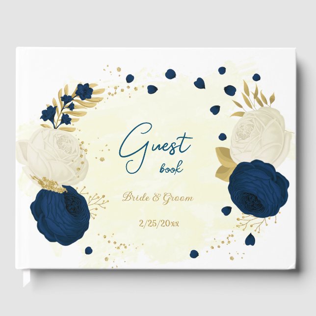 Botanische Hochzeit von Marinesoldaten und weißen  Gästebuch (Vorderseite)