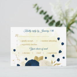 Botanische Hochzeit von Marinesoldaten und weißen  RSVP Karte