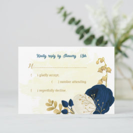Botanische Hochzeit von Marinesoldaten und weißen  RSVP Karte