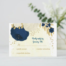 Botanische Hochzeit von Marinesoldaten und weißen  RSVP Karte
