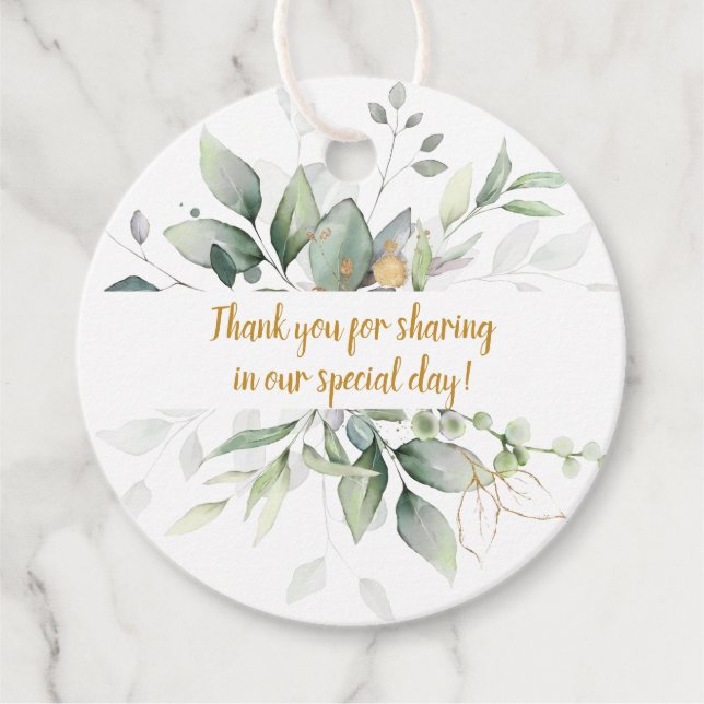 Botanische Hochzeit von Meadow Green und Gold | Geschenkanhänger (Vorderseite)