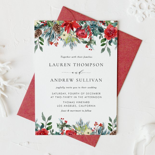 Botanische Hochzeit von Watercolor Winter Blooms Einladung (Von Creator hochgeladen)