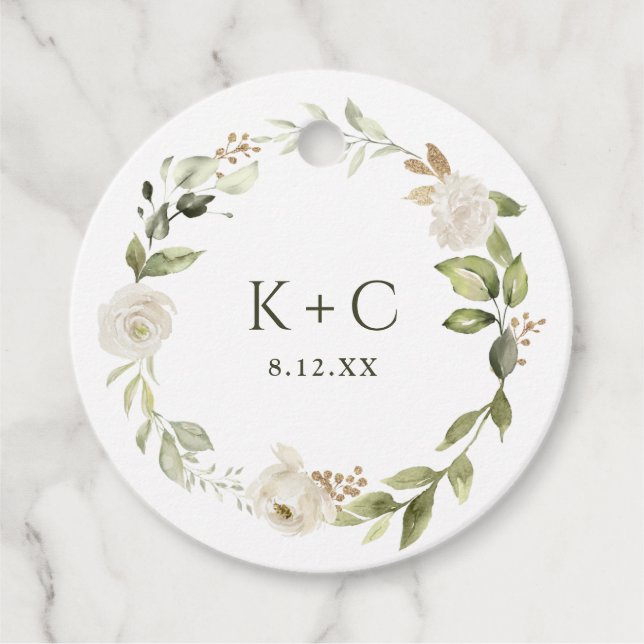 Botanische Hochzeit von weißer Blüte Geschenkanhänger (Vorderseite)