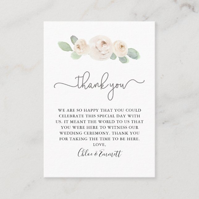 Botanische Hochzeit von White Rose Danke Platzkart Platzkarte (Vorderseite)